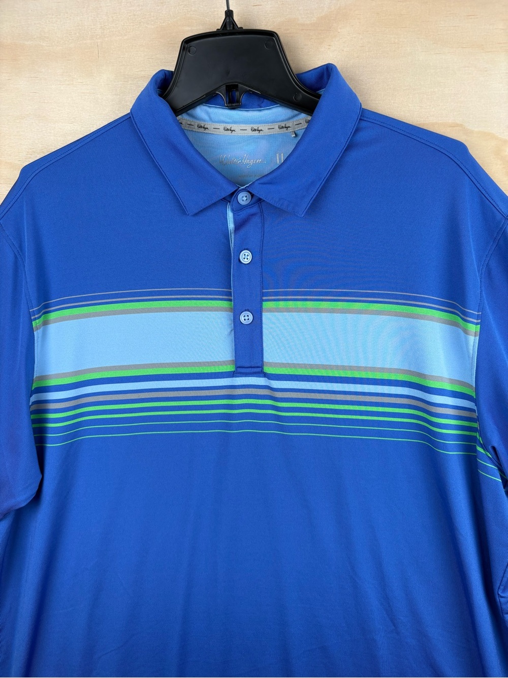 Walter Hagen 11 Majors Shirt Blue XL Stripes Golf Polo Performance
